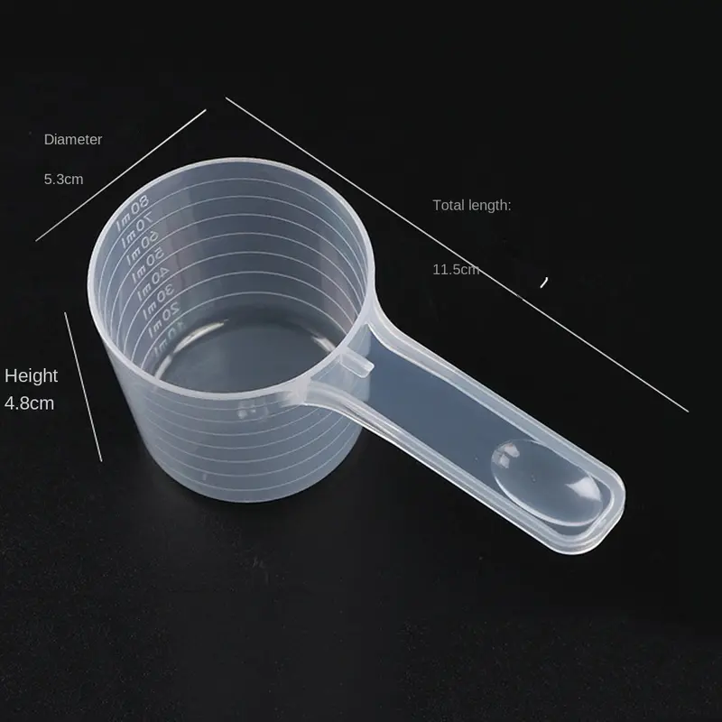 5pcs/set Transparent Plastic Spoon Measuring Flat-bottomed Spoon with Scale Useful Kitchen Baking Measuring Spoon 5