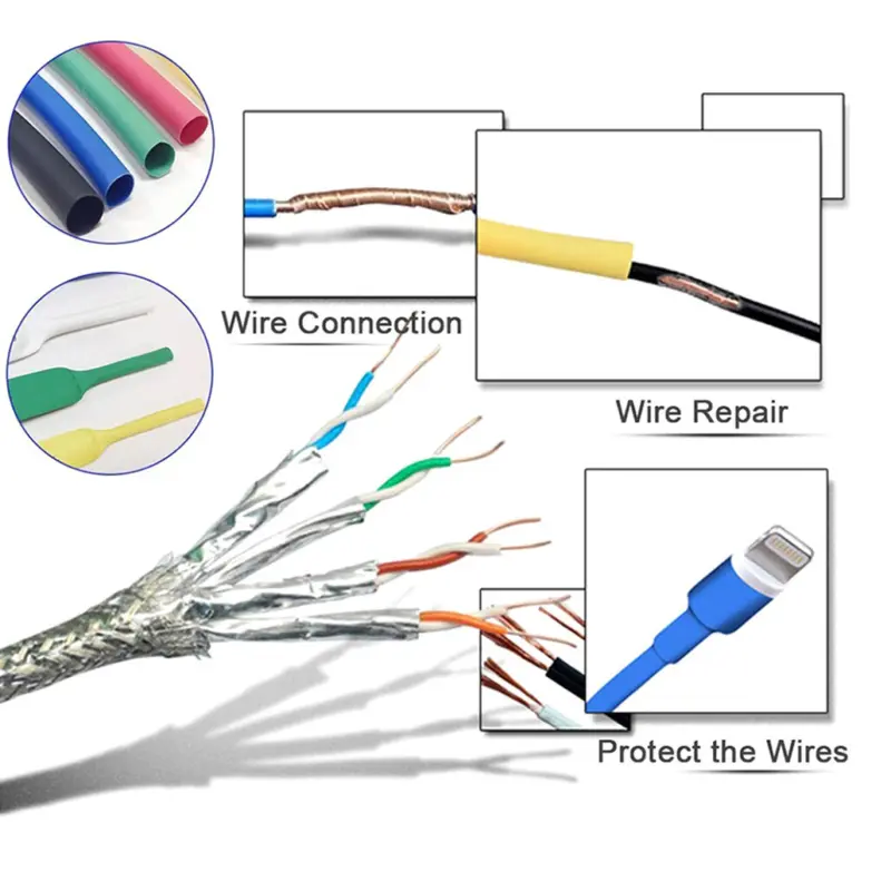 328Pcs Heat Shrink Tubing Electric Insulation Tube Heat Shrink Wrap Cable Sleeve 8