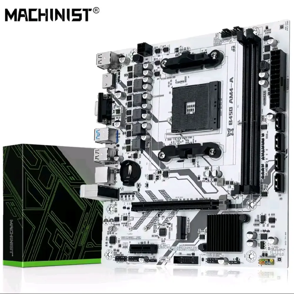 Machinist B450 Motherboard AMD Dual Channel Processor  DD4 Memory AM4 Mainboard M.2 NVME (Supports Ryzen 5500 5600 5600G CPU) for gaming PC