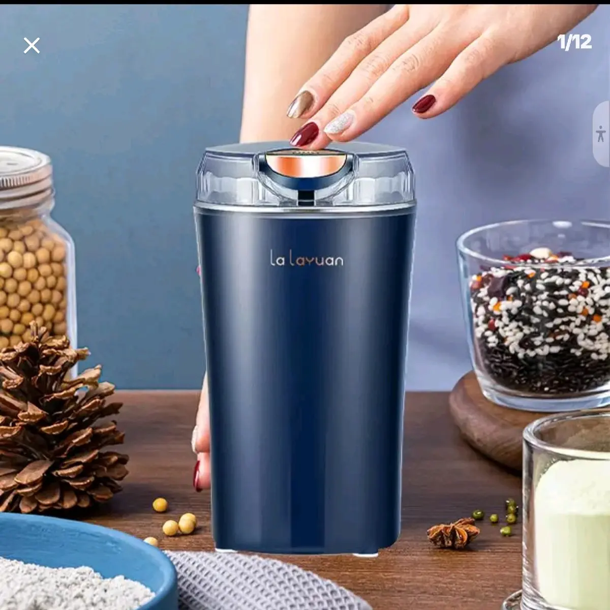 Electric Espresso coffee Bean Grinder, 1 Piece Electric Food Processor Grinder, 200W Powerful Spices Nuts,  Automatic Espresso Machine, Smart Control, Descaling Programmable Smart Control Coffee Grinder