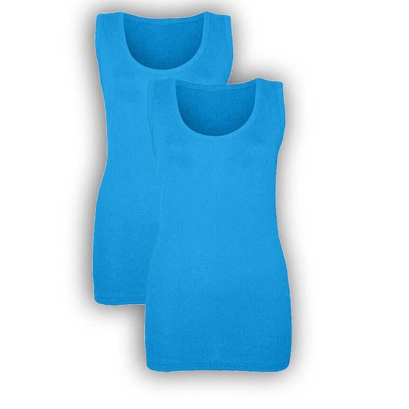 2 PACK LADIES VEST WOMENS COTTON STRETCHY RIBBED T SHIRT CAMI CASUAL TANK TOPS 7