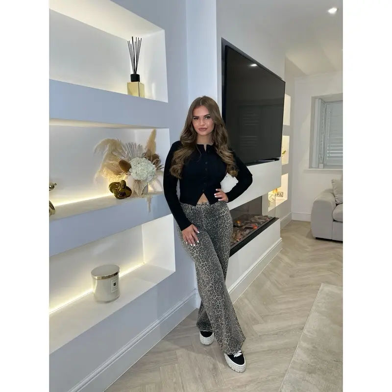 Leopard Print Straight Leg Jeans 5