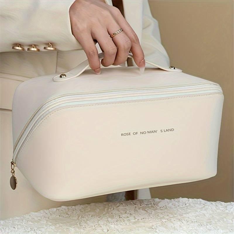 (Next Day Delivery) Women's Travel Makeup Bag – Large Capacity Cosmetic Travel Bag with Divider and Handle – Waterproof PU Leather Toiletry Organizer 2