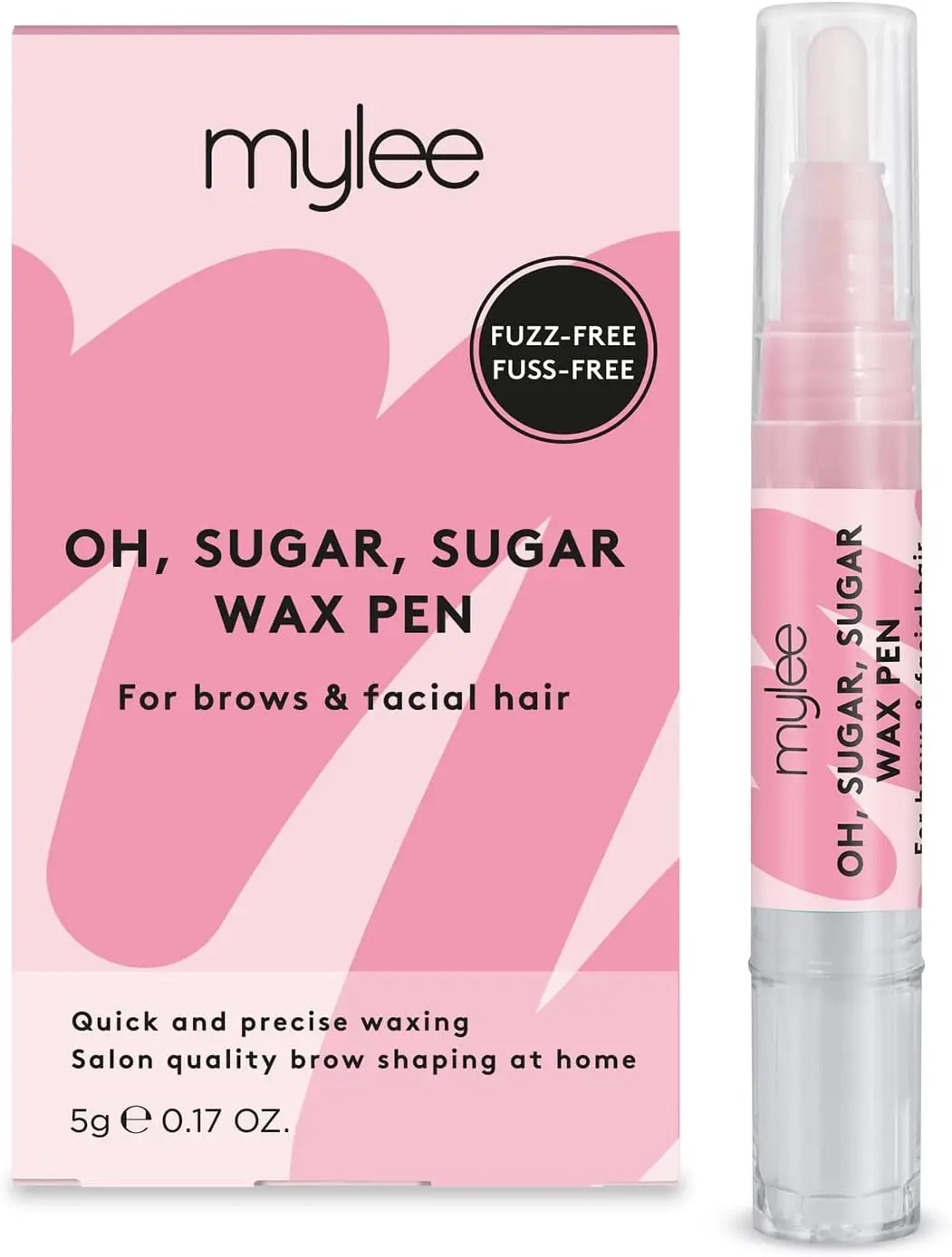 MYLEE Oh, Sugar, Sugar Wax Pen + 20x Waxing Strips - Professional No-heat Sugar Formula Waxing, Precision Wax Wand, Ideal for Removing Unwanted Hair on Body, Face, & Bikini Line, Vegan & Cruelty-Free Sensitive Smooth