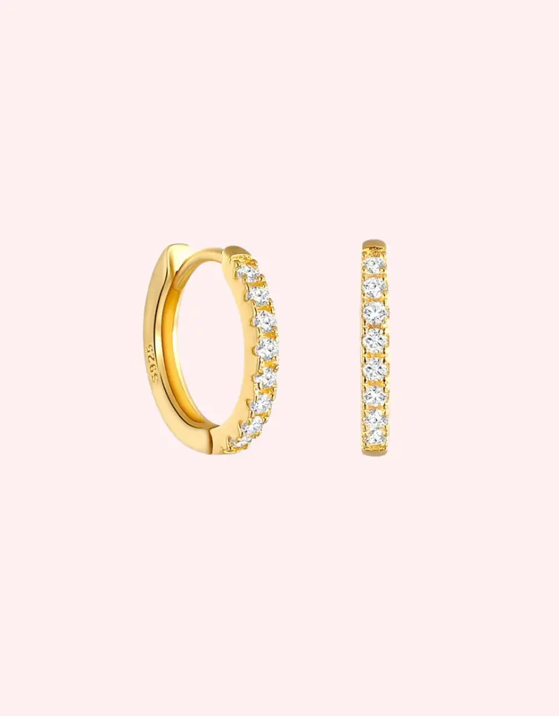 Diamante Gold Pave Huggies