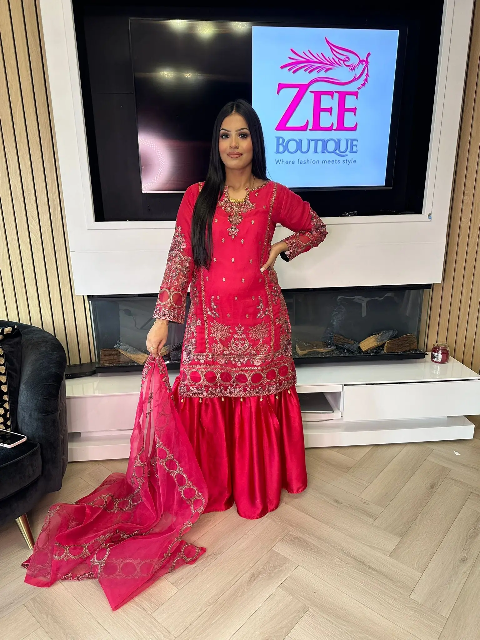 Diya Gharara - Fuscia