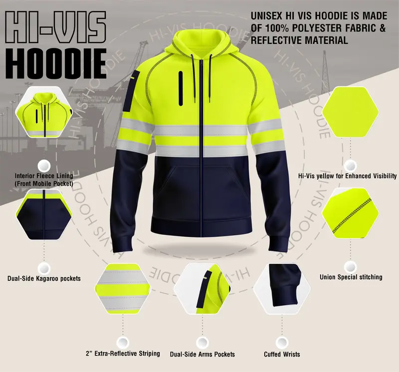 mymixtrendz Mens Outdoor Zipper Hoodie with 3 Zip Pockets Menswear Clothing Relaxed Fit Hooded Sweatshirt Top UK Size S-XXL 5