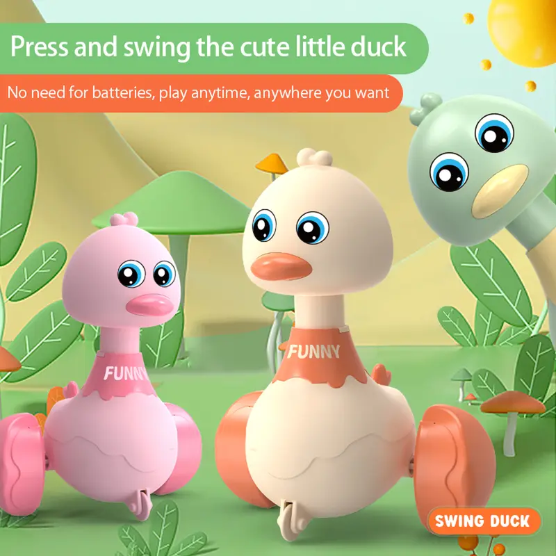 Baby Toy Swing Duck Toy Cartoon Press Vehicles Glide Animal Inertia Pull Back Cars Early Education Toys for Toddlers Boys Girls 3