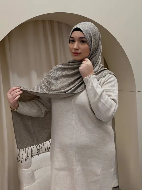 Pashmina Hijab, Women's Pattern Fashionable Warm Printed Scarf, Frosted Veil Hijab By Hudda 3