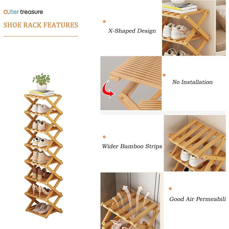 treasure Multi Tier Shoe Rack,Shoe Racks Storage,Narrow Shoe Rack,No Installation Foldable X Shape Shoe Racks,Multi layer Show Rack for Bathroom,Living Room Entryway (Brown-5 Tier) Cabinet Organiser Decorative Plants Boxes 3