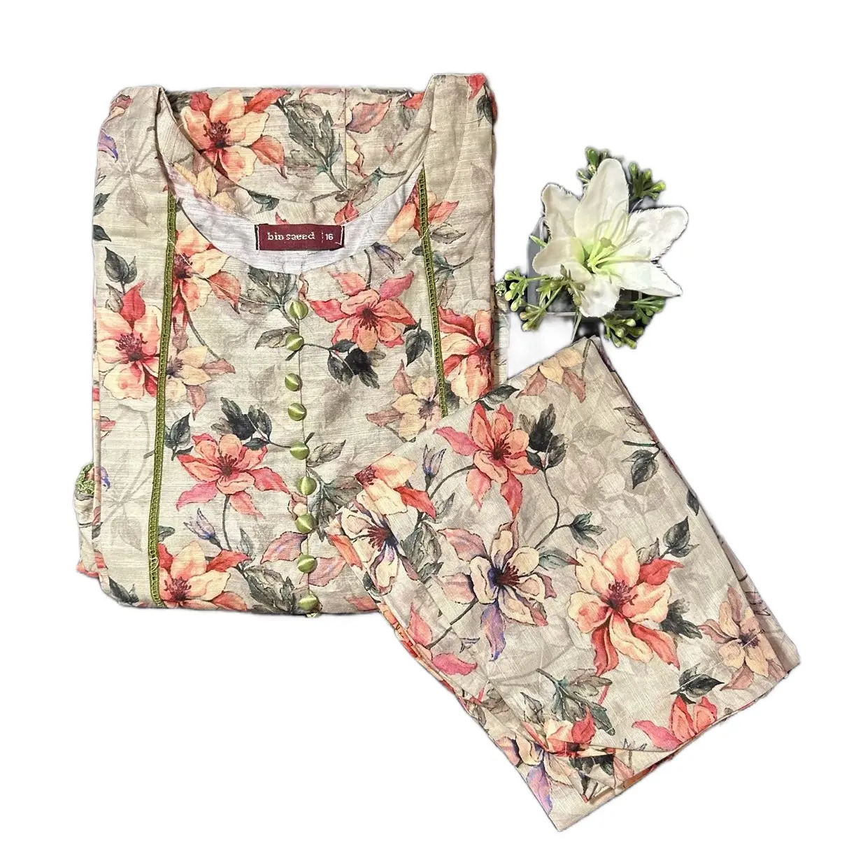Bin Saeed 2 pc printed Khadar Frock S to L Womenswear