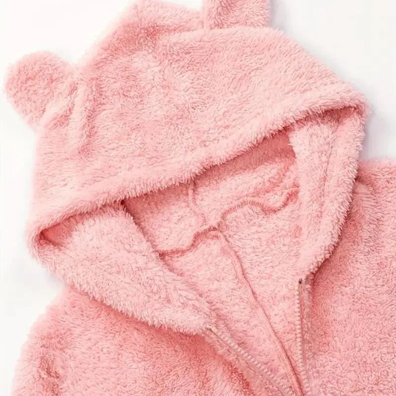 Women's Plush Fleece Pajama Jumpsuit Hooded, Zip-Up, Easy Care, Solid Color, Casual Lounge Onesie for Fall/Winter. Pajama Set Comfort Loungewear Nightwear Womenswear Homewear Pjs Long Sleeve Basic Minimalist Pyjamas 4