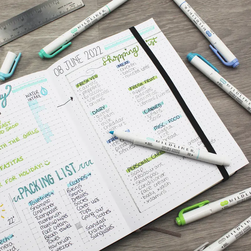 Zebra Pen Mildliner Highlighter Pens | Wallets of 5 | Brush & Fine Tips | Double Ended Markers | Ideal for Revision, Journaling, Calligraphy etc. 7