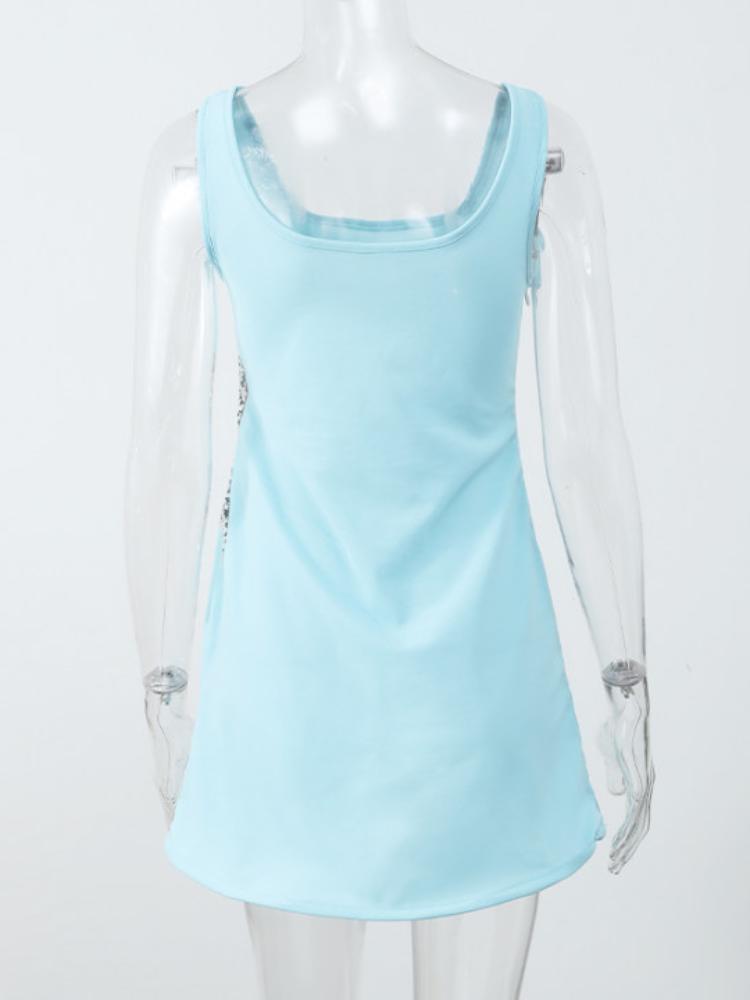 Product Introduction of 2025 Stunning Shiny Stars Ruffles Hem Knitted Mini Dress Women's Chic Slim Fit Sleeveless Sling Vestidos Lady Street Gowns New 5