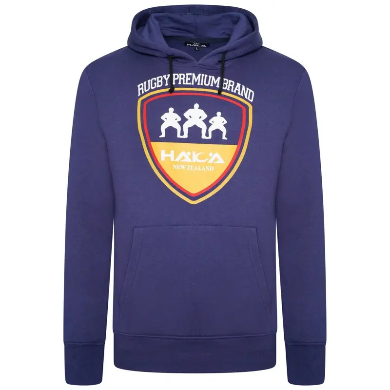 Haka New Zealand Hoodie Men's Rugby Heritage Shield Navy Top 1