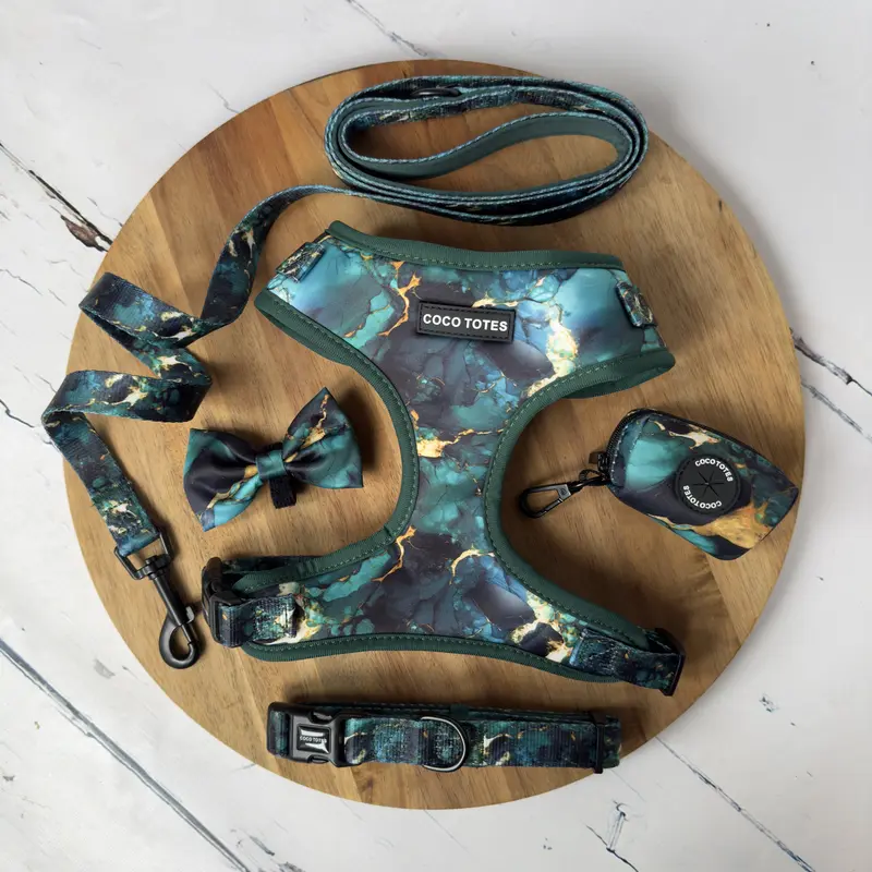 The Marble Dog Accessories Collection - Collar, Harness, Lead, Bow Tie and Poop Bag Holder 1