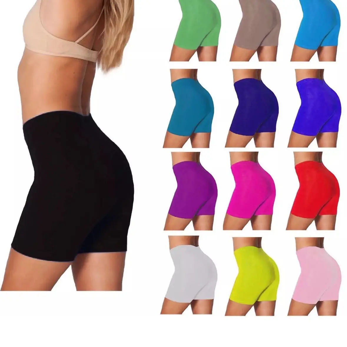 WOMENS COLORS CYCLING SHORTS LADIES CYCLE COTTON ELASTANE BLACK (8-26)