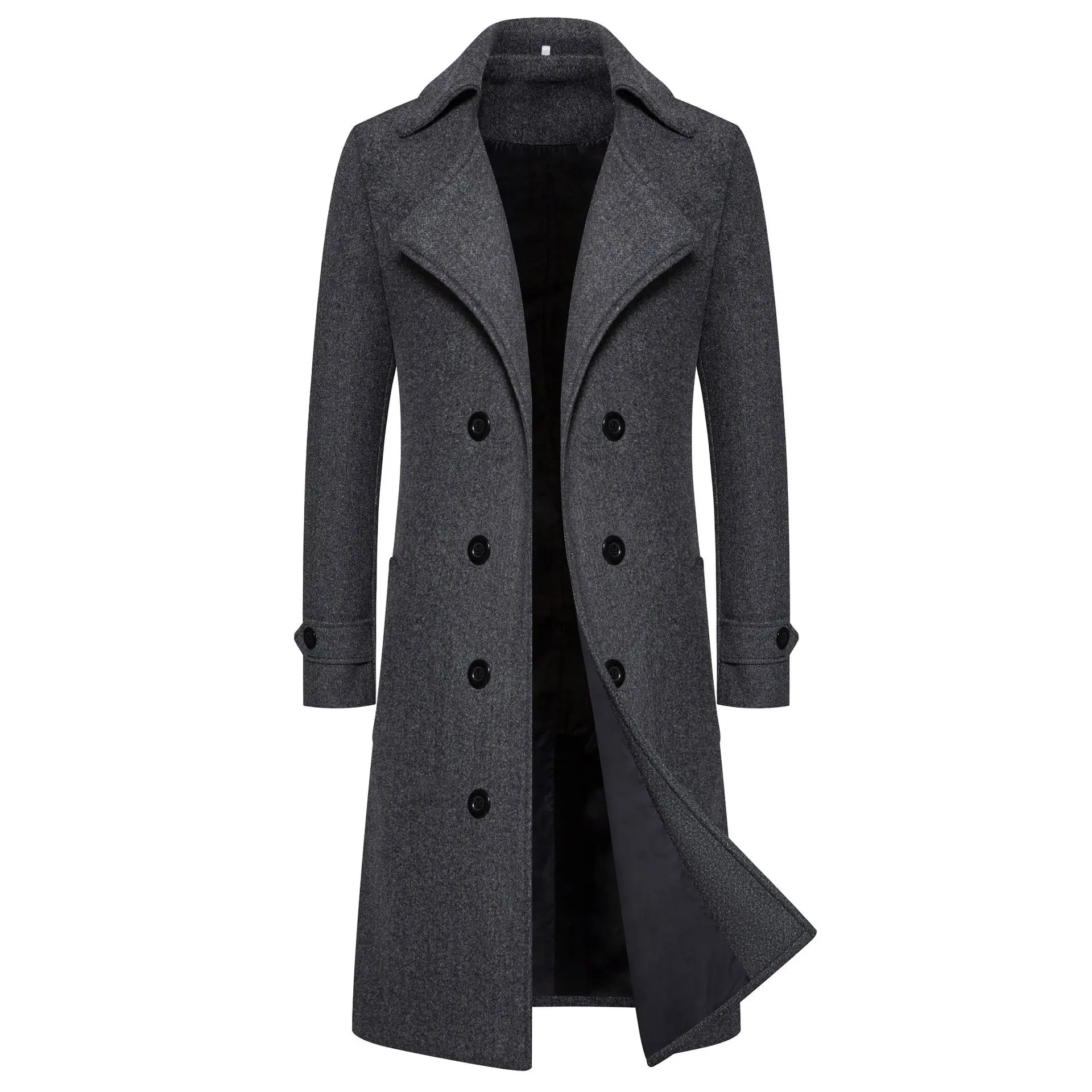 Men's slim fit solid color button trench coat: smooth fit to reflect genttanly temperament mens  jackets Casual Cotton Fashion Formal
