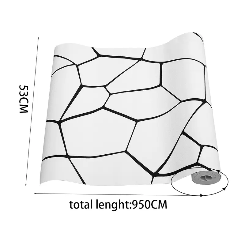 Lushhub PVC Abstract Geometric Removable Wallpaper White and Black (Need Glue) 7