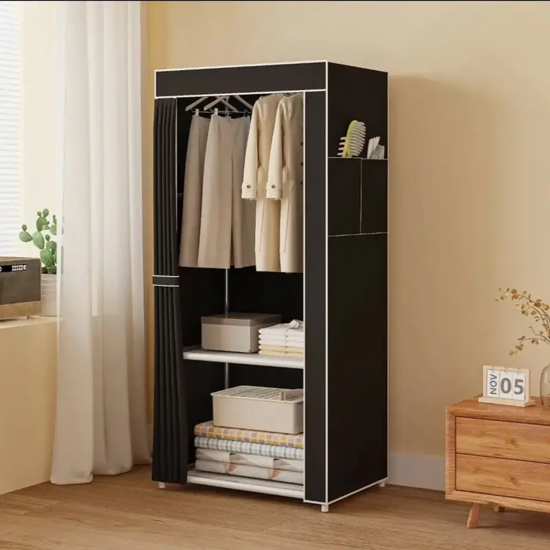 Simple Wardrobe Bedroom Household Assembly Cloth Wardrobe Organize Storage Cabinets Economic TypeHousehold Assembly Wardrobe 0