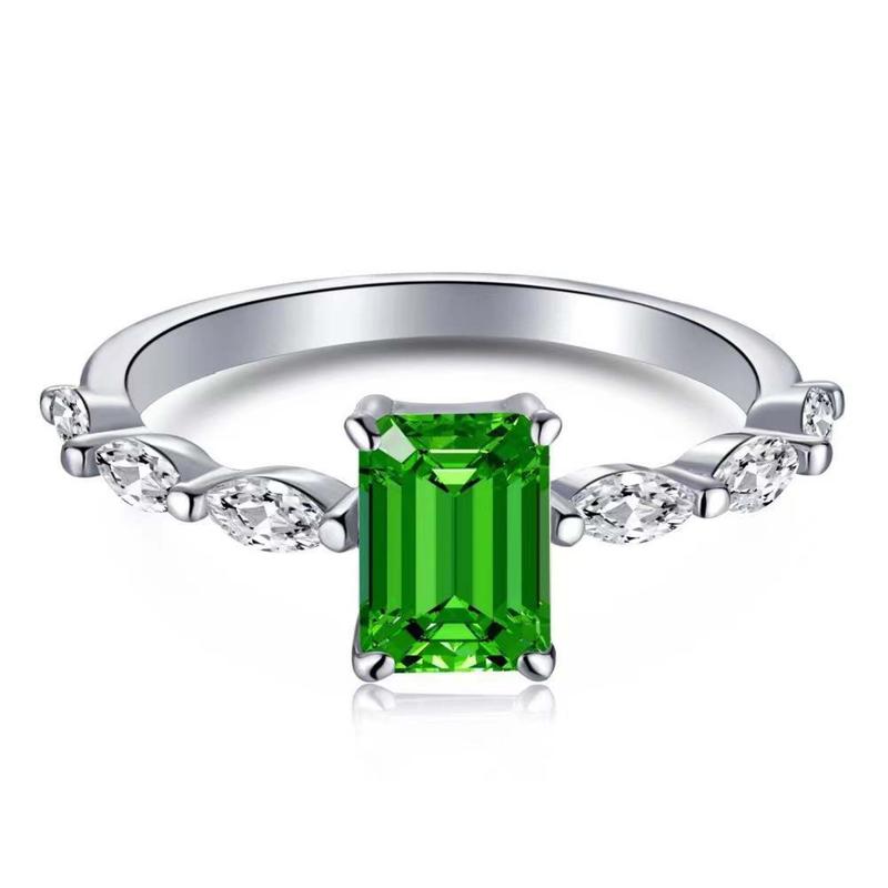 Emerald Santorini Sway Sterling Silver Ring 0