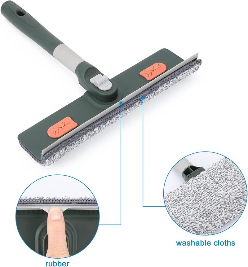 Product Introduction of Telescopic Window Squeegee Cleaner - 2 in 1 Adjustable Long Handle Glass Window Cleaning Tool with Replaceable Cloth & Handheld Cleaning Mop Extendable viral scrubbrush bendable wall squeegee floor brush 6