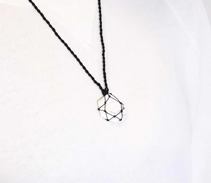 White Howlite Hexagon Pendant – Calming Gemstone Necklace 4
