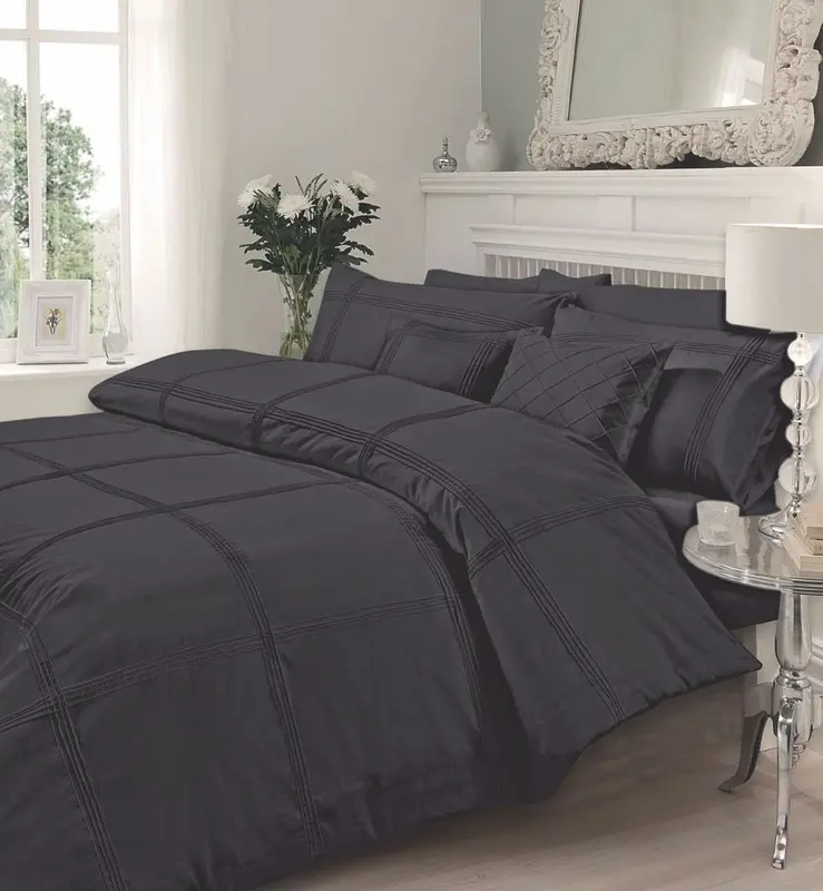 Hamlet Pintuck Pleated Quilt Duvet Cover Bedding Set with Pillowcases All Sizes 3