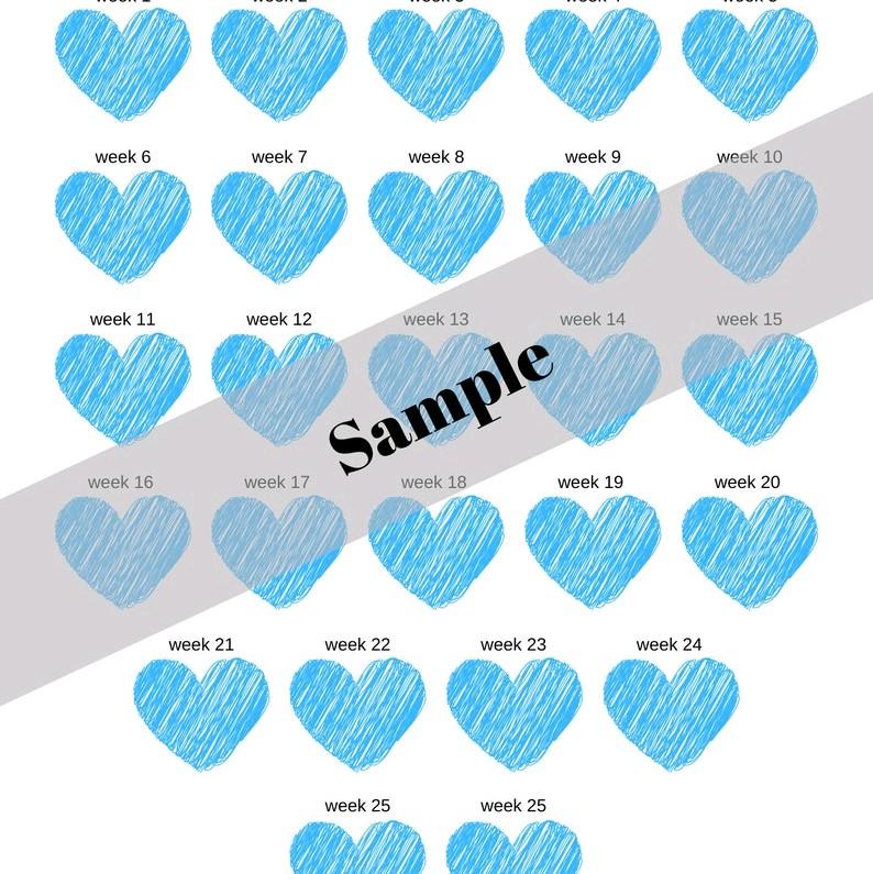Heart 26-Week Weight Loss Tracker - Pink, Blue, and Purple - Fun and Motivating Tool for Your Fitness Journey 3