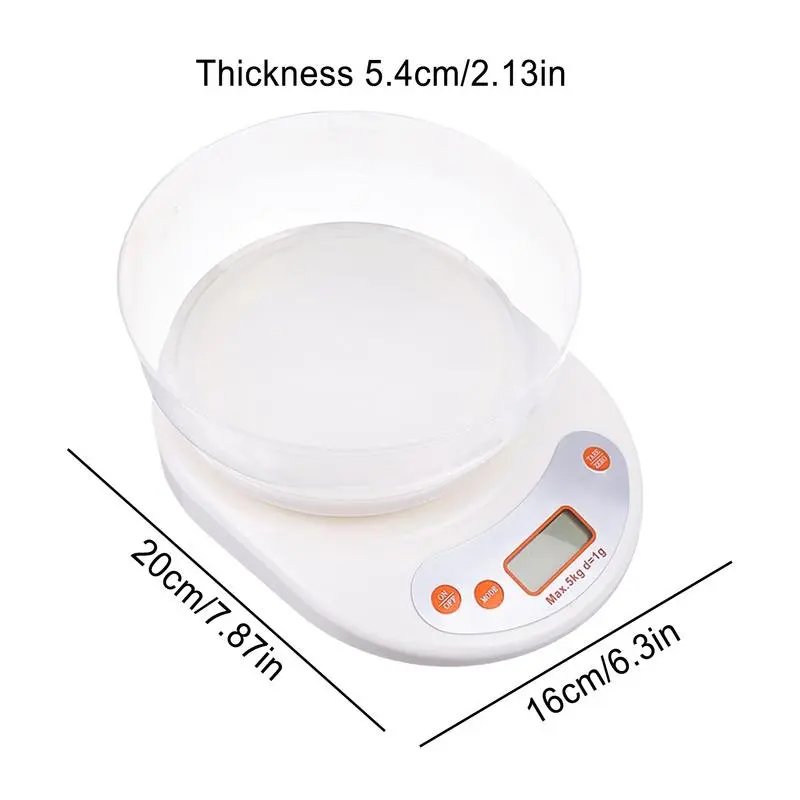 Digital Scale For Food Small Digital Grams Scale Electronic Food Scale Kitchen Baking Scale With Removable Bowl 1g-5kg For 5