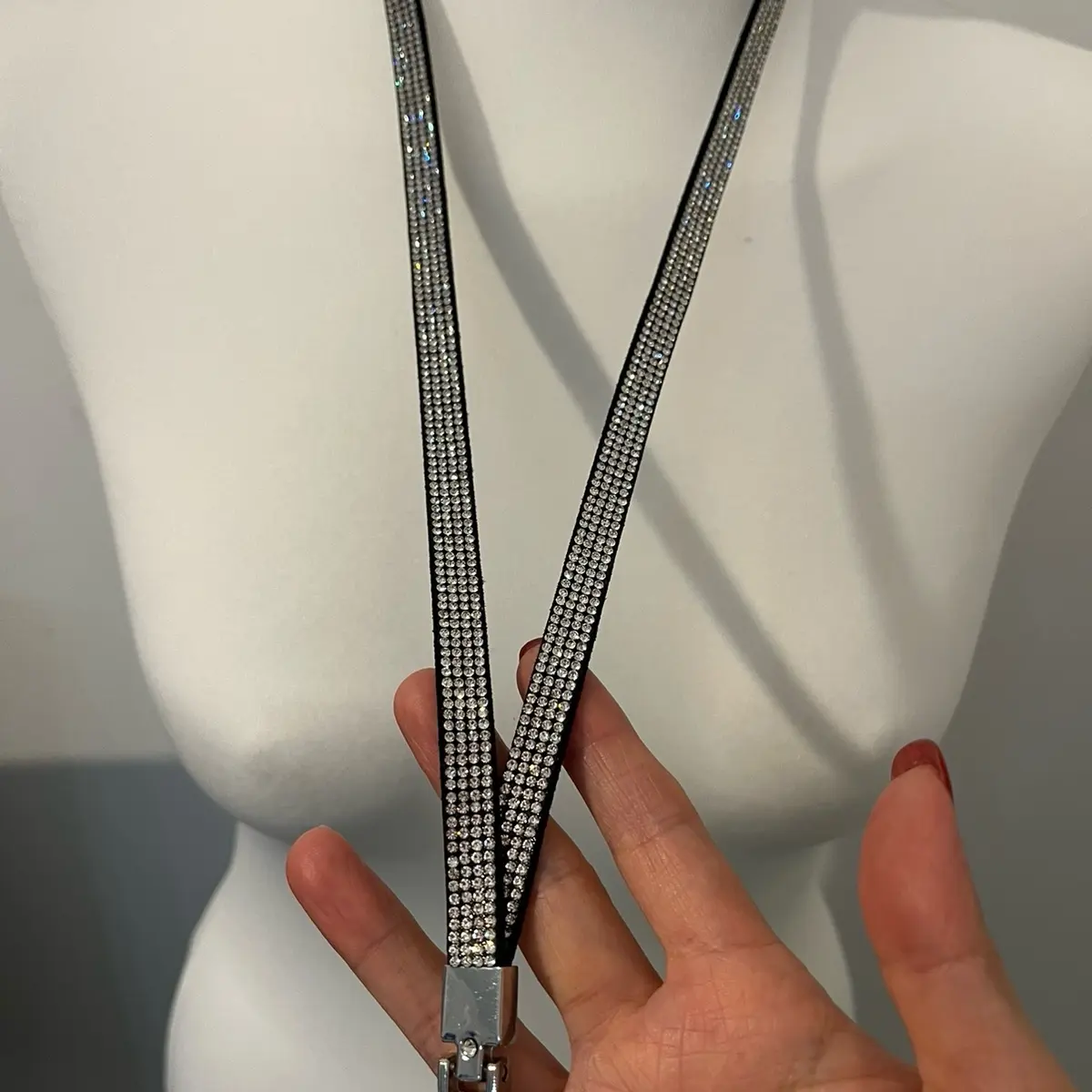 Diamante Bling Lanyard Lanyard Neck Strap ID Badge Card Pass Holder With Strong Metal Clip Work NHS lot