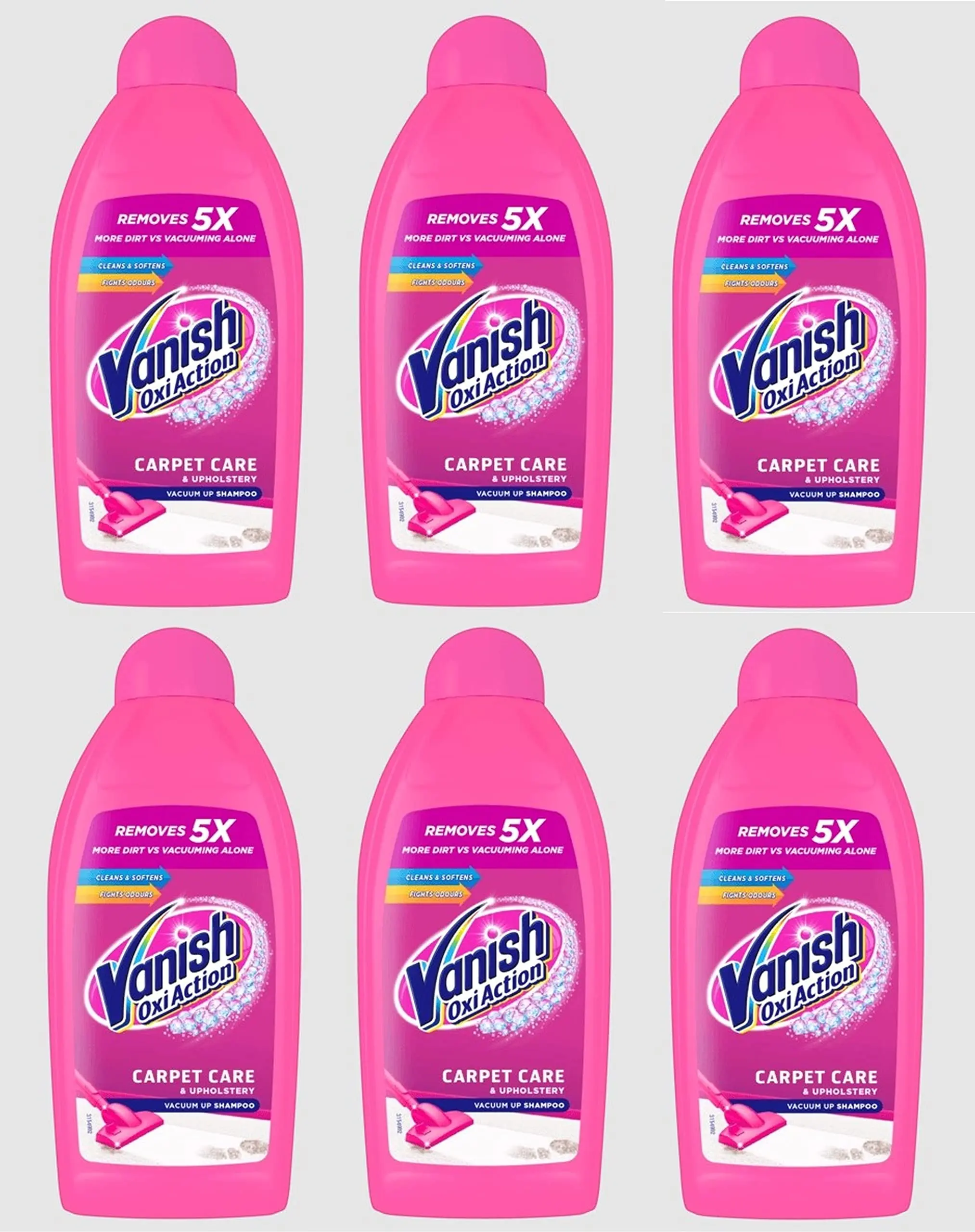 6 Vanish Hand Carpet Cleaning Shampoo Oxi Action Carpet Care & Upholstery Cleaner 450ml