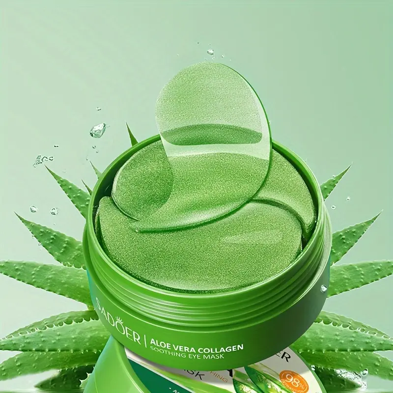 60pcs/Box Aloe Vera Collagen Crystal Eye Mask Moisturizing and Firming Eye Treatment Eye Mask for Firmer and Finer Skin Around the Eyes 2