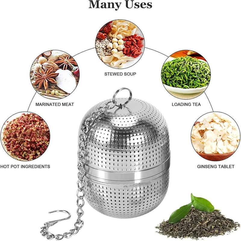 Tea Infuser for Loose Tea, Stainless Steel Tea Infuser Mesh Tea and Herb Ball Strainer, Tea Ball Strainers Infuser with Drip Trays, for Loose Leaf Tea, Herbal Tea, Mugs Teapots Spice Filter Silver 5
