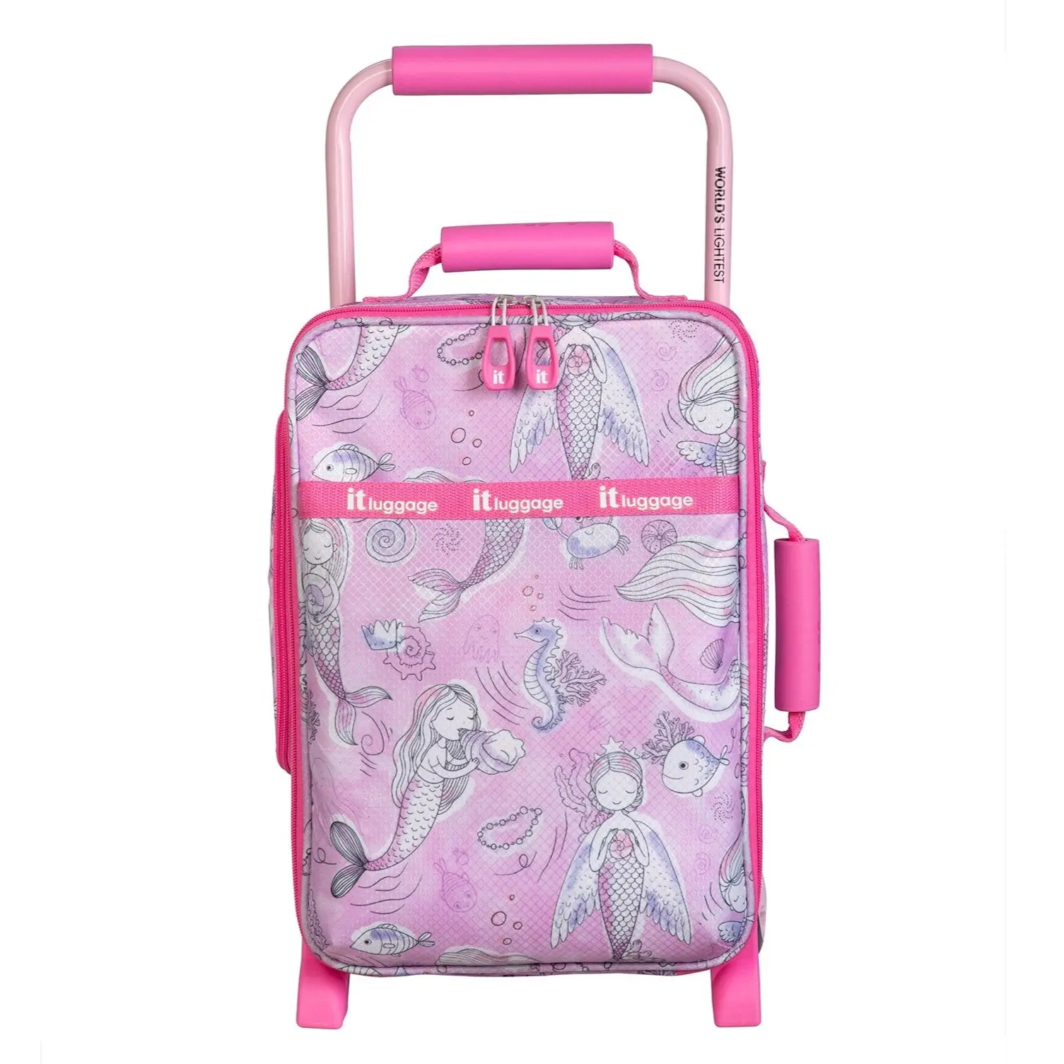 it Luggage | Kids' Curiosity Underseat in Pink Mermaid | World's Lightest Collection | Soft Shell