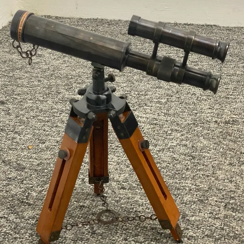 Nautical Telescope 10 Inch Double Barrel Solid Brass Spyglass With Wooden Tripod uk based seller 3