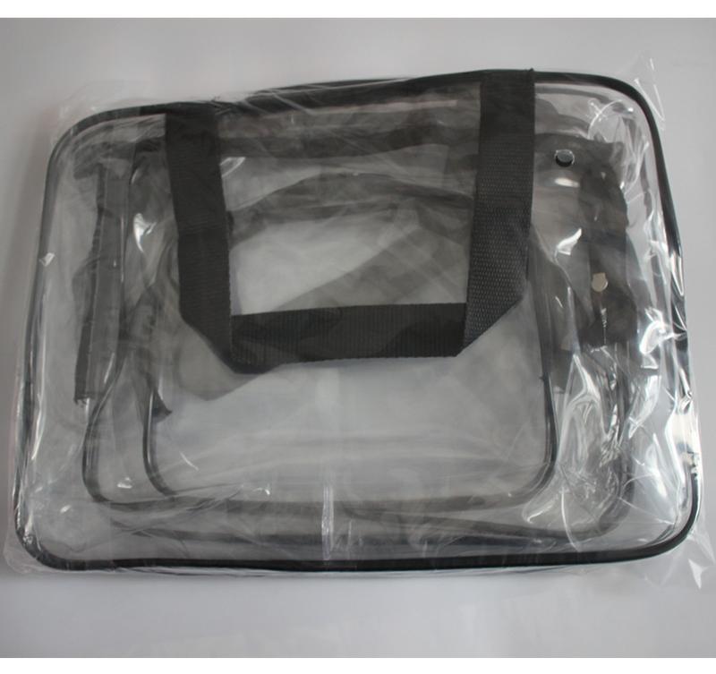 3 pieces Clear Travel Storage Bag With Handle, Portable Travel Washbag  Cosmetic Bag PVC Waterproof One Set 8
