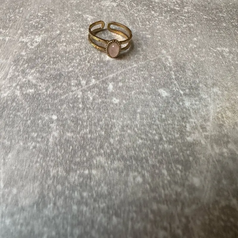 DAINTY&CO | THE PINK GEMMED STONE HARMONY ADJUSTABLE RING - TARNISH PROOF - WATERPROOF 2