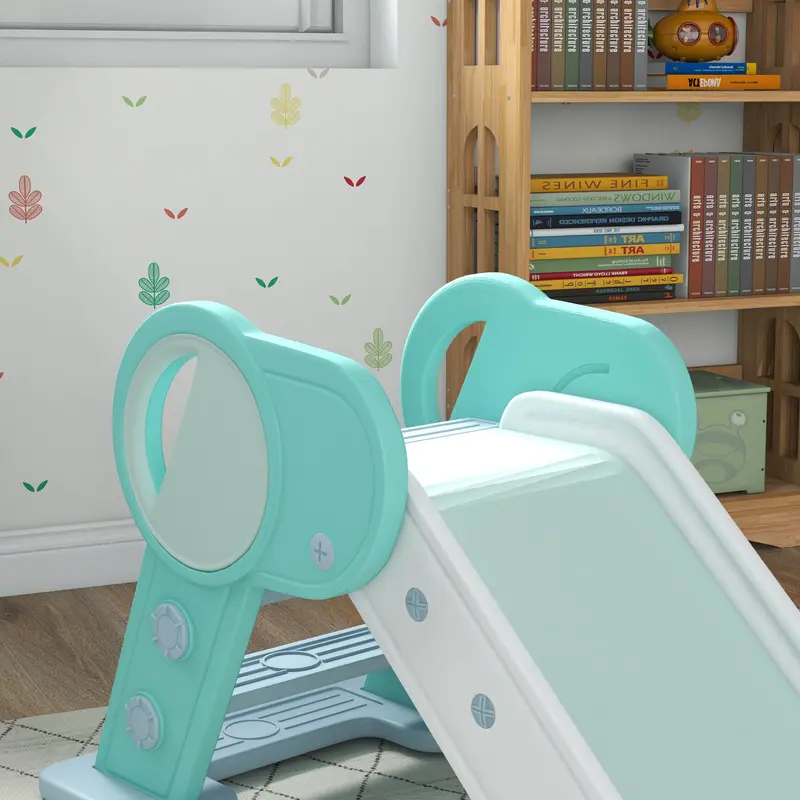 AIYAPLAY Foldable Kids Slide, Freestanding Baby Slide, for Ages 1.5-3 Years, Grey & Green 8
