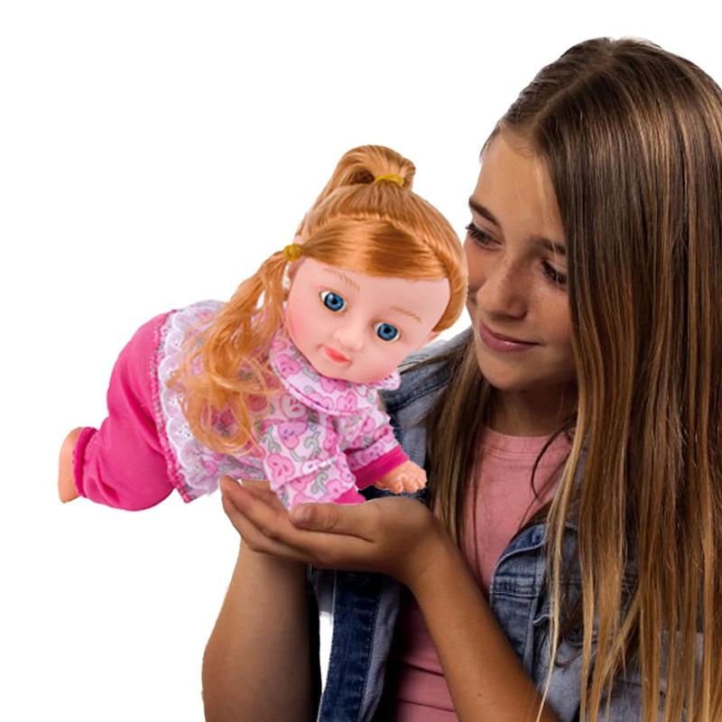 COO11 Kids Realistic Soft Vinyl Rubber 10 Inch Electric Crawling Baby Doll With Sound Laughing Talking Singing Dancing Interactive Toy Age 4+ (Pink) 7