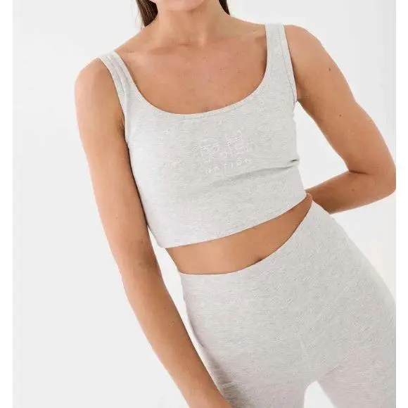 PE Nation Womens The Leadoff Recycled Sports Bra in Grey