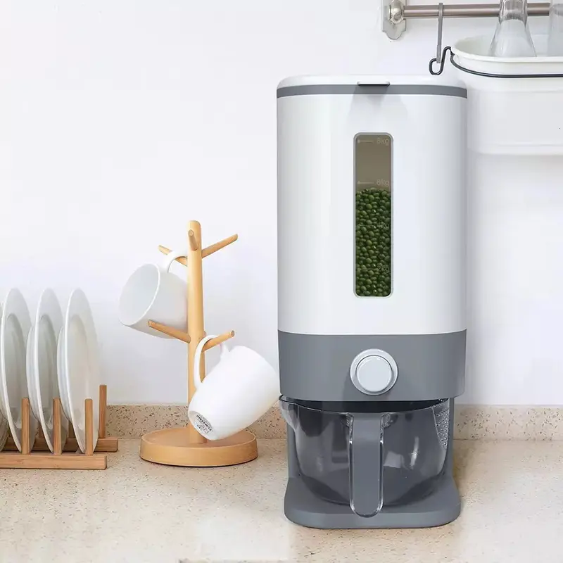 10KG Large Kitchen Rice Dispenser Container with Transparent Window and Easy Dispensing Design - Utensils 4