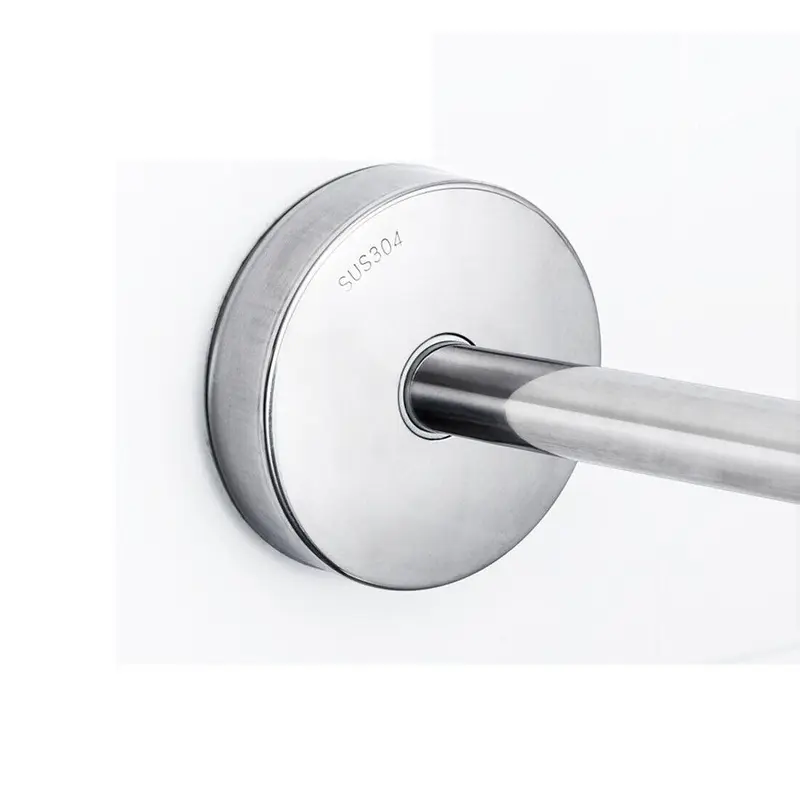 Stretchable Stainless L Shaped Pole Bathroom Corner Shower Curtain Rail Rack Rod Set Steel Installation Adjustable 6