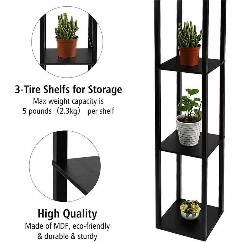 Floor Lamp Free Standing Wood 3-Tier Storage Shelf Reading Bedroom Living Room 7