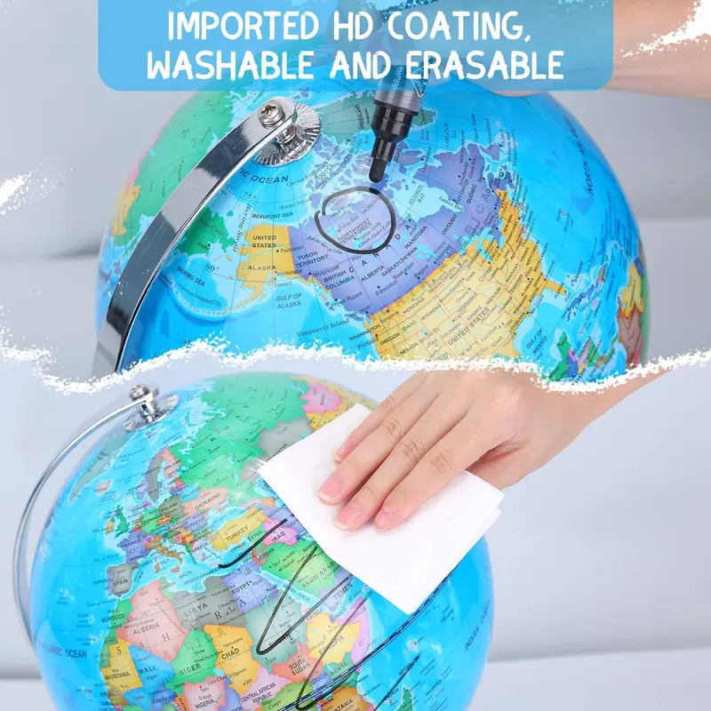 14.16cm Rotating Student HD World Globe Geography Educational Decoration Children Learn Globe World Earth Map Teaching Aids 1