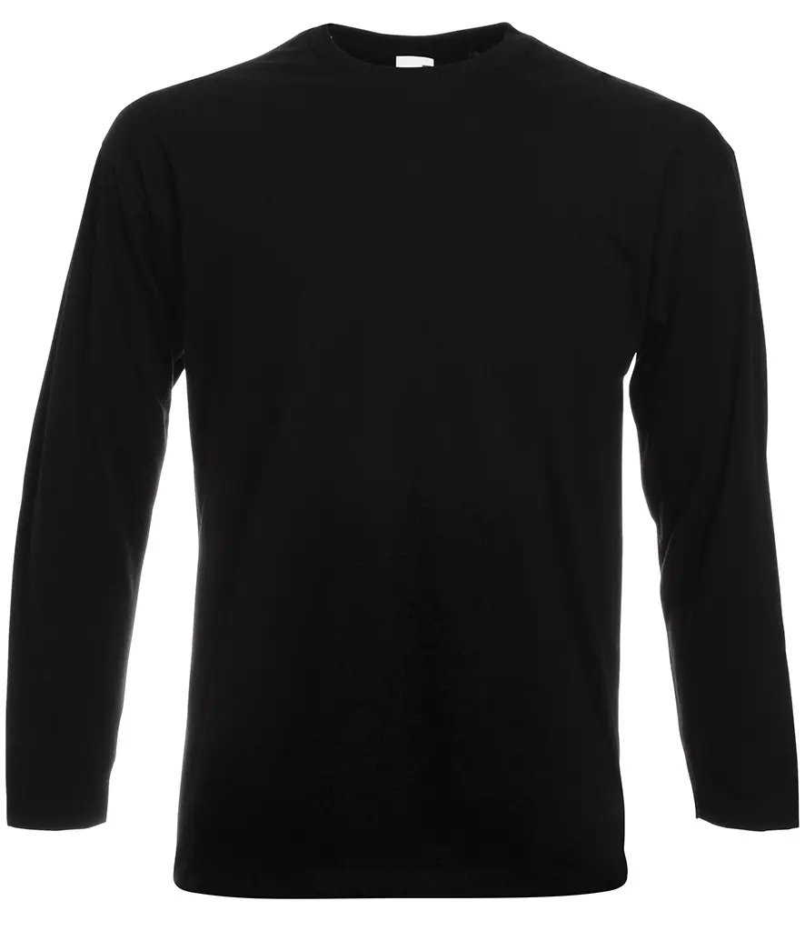 Fruit of the Loom Long Sleeve Value T-shirt Menswear Top Round Neck Day Tshirt Biker