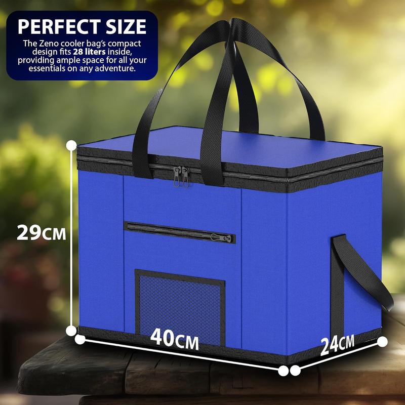 ZENO Cooler Bag | 28L Cool Bag Box | Thermal Food Delivery Bag | Large Insulated Picnic Lunch Bag | Cool Box | Grocery Shopping Bags | Cooling Bag for Camping BBQ Shopping Fishing Family Outdoor 4