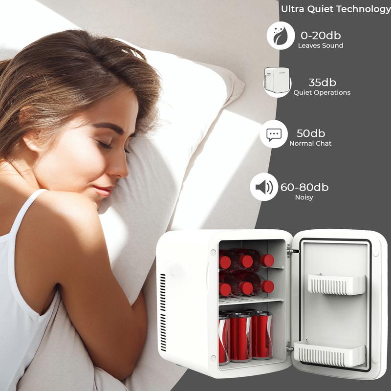 4L Portable White Mini Fridge Table Top Electric Small Cooler Bedroom Ice Box Office 6