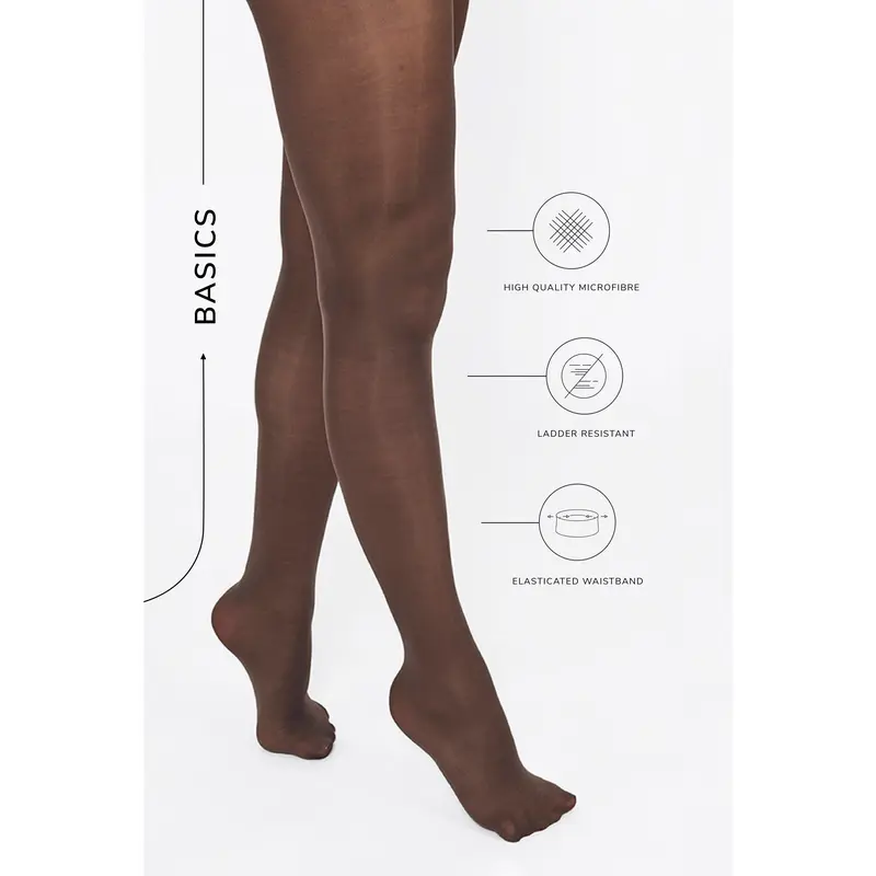 Lovall 40 Denier Tights - Hazel | Premium Grey Brown Tights | Ladder Resistant | Standard and Plus Sizes Available 0