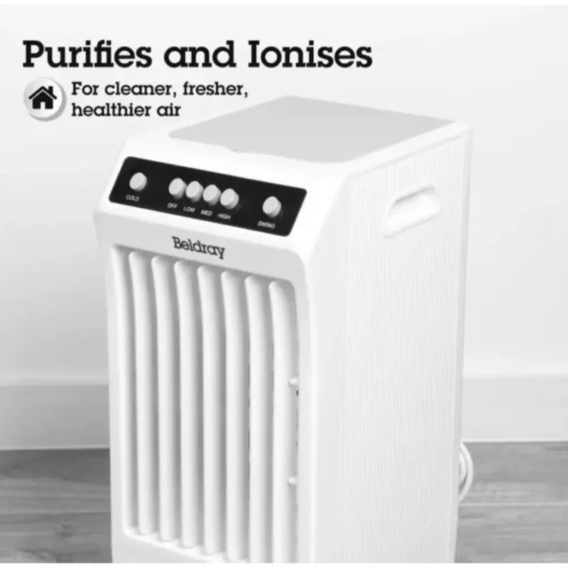 Beldray Air Cooler 6 Litre 3 Speeds Swing Function Carry Handles & Wheels 6